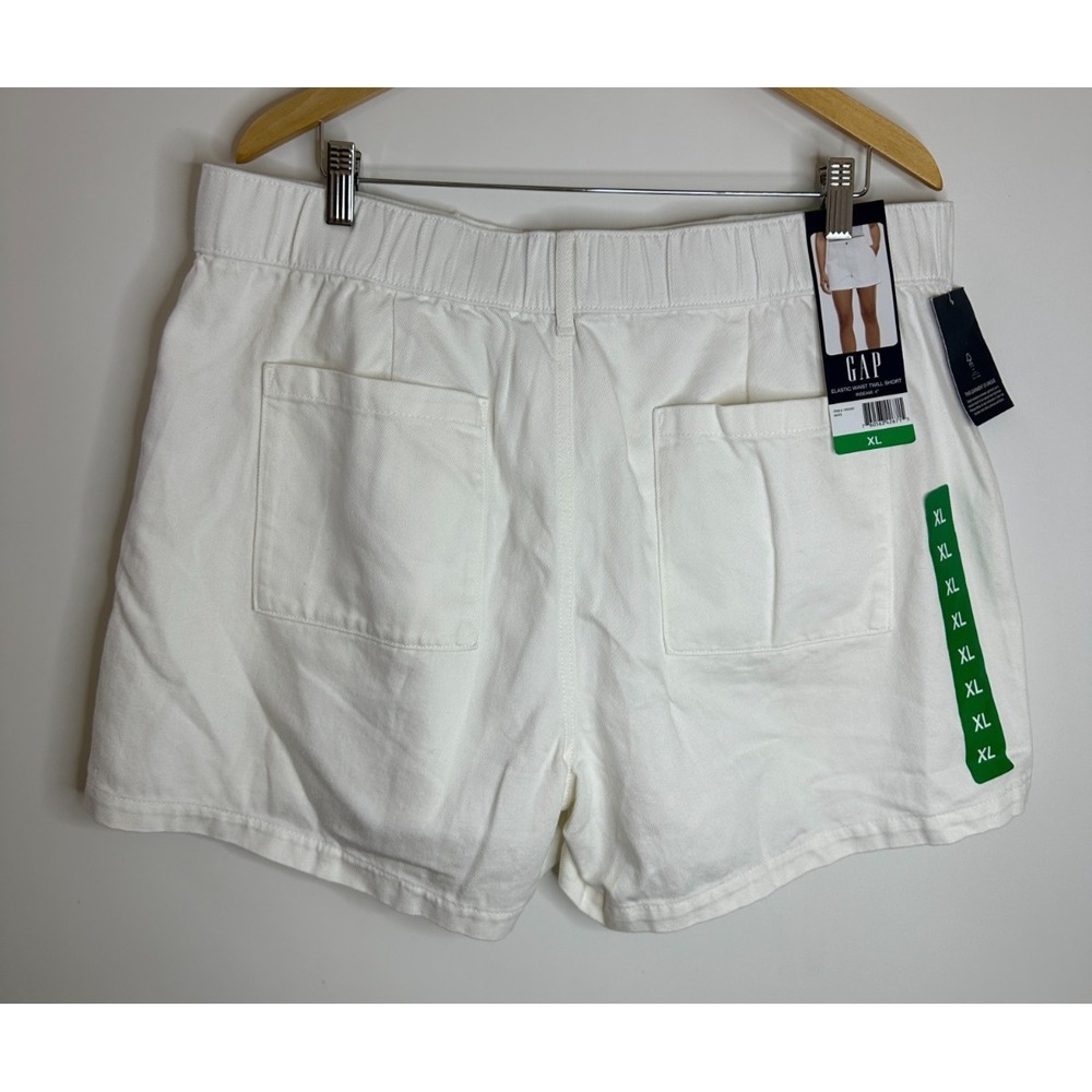 New GAP White Elastic Waist Twill Shorts High Rise 3.5" Inseam Cotton Blend XL - Picture 9 of 13